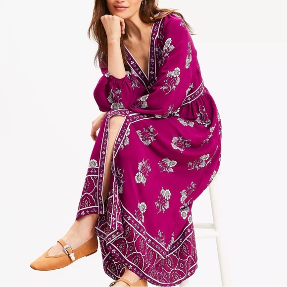 LOFT Plum Floral Maxi Dress - Picture 4 of 16